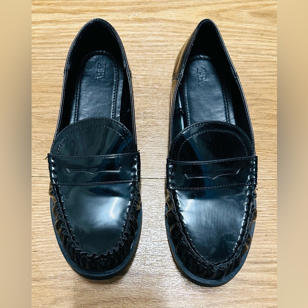 ZARA Black Patent Loafers